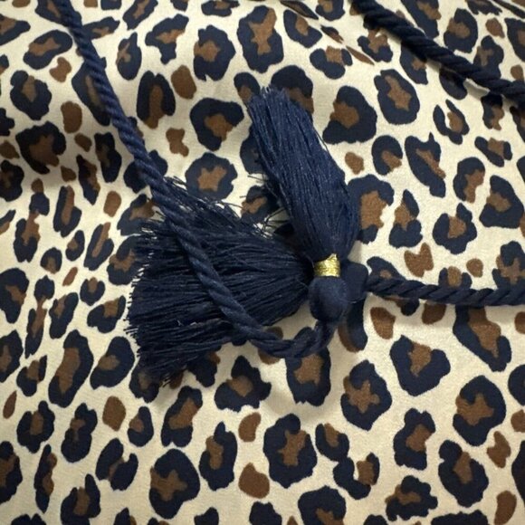 Women's Crown Ivy Curvy Blouse Brown Beige Leopard Tassel‎ Boho Flowy Popover L - Picture 4 of 7